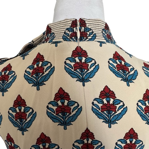 NWT Tory Burch Crepe Button Sheath Dress Blue Marina Print Size 2 - Picture 8 of 13